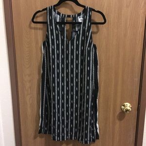 Black Printed V Neck Dress